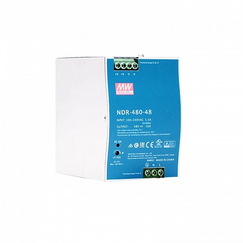 NDR-480-48 MEANWELL 480W 48VDC 10A 115/230VAC jednowyjściowy przemysłowy SZYNA DIN