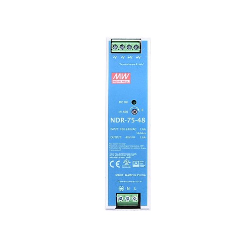 NDR-75-48 MEANWELL 76.8W 48VDC 1.6A 115/230VAC jednowyjściowy przemysłowy SZYNA DIN NDR-75-48 MEANWELL 76.8W 48VDC 1.6A 115/230VAC jednowyjściowy przemysłowy SZYNA DIN