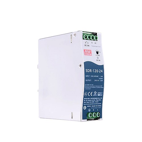 SDR-120-24 MEANWELL 120W 24VDC 5A 115/230VAC z funkcją PFC Zasilacz na szynę DIN