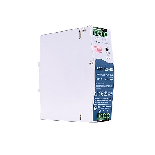 SDR-120-48 MEANWELL 120W 48VDC 2.5A 115/230VAC PojedynczeWyjście Przemysłowa SZYNA DIN z funkcją PFC SDR-120-48 MEANWELL 120W 48VDC 2.5A 115/230VAC PojedynczeWyjście Przemysłowa SZYNA DIN z funkcją PFC