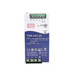 TDR-240-24 MEANWELL 240W 24VDC 10A 400/500VACWąska trójfazowa przemysłowa szyna DIN z funkcją PFC