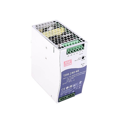 TDR-240-48 MEANWELL 240W 48VDC 5A 400/500VACWąska trójfazowa przemysłowa szyna DIN z funkcją PFC
