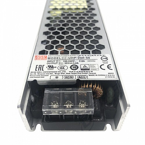 UHP-200-55 MEANWELL 201.6W 55VDC 3.6A 115/230VAC Slim Type z zasilaczem impulsowym PFC