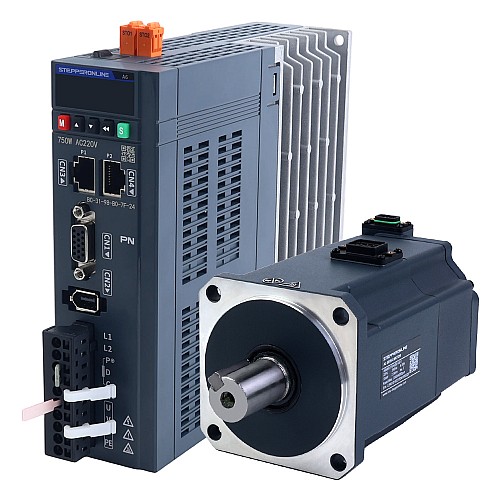 Zestaw Silnika Serwo AC PROFINET Seria A6 750W STO Safe Torque Off 3000rpm 2,39Nm z Hamulcem Enkoder Absolutny 17-Bitowy IP67 - A6-PN750H2B1-M17-STO | StepperOnline