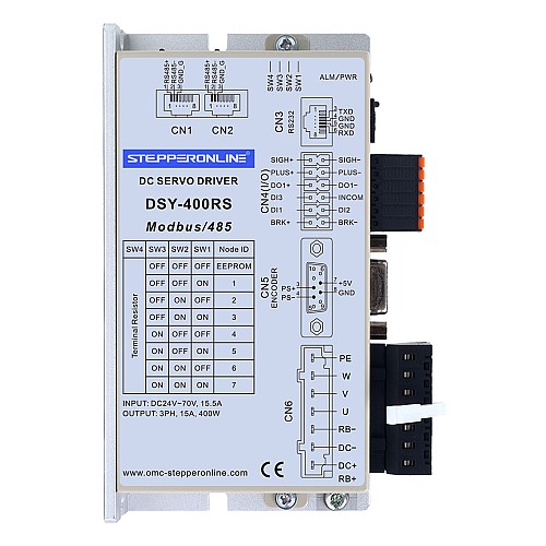 DSY Series 400W RS485 DC Servo Motor 24-70VDC 1,27Nm 3000rpm 17-bitowy enkoder przyrostowy IP65 - DSY-RS400L2A2-M17S | StepperOnline