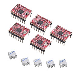 A4988 Moduł sterownika silnika krokowego z radiatorem do drukarki 3d Reprap (opakowanie 5 sztuk)