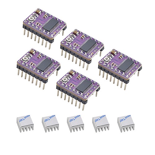 DRV8825 Moduł sterownika silnika krokowego z radiatorem do drukarki 3d Reprap (opakowanie 5 szt.) DRV8825 Moduł sterownika silnika krokowego z radiatorem do drukarki 3d Reprap (opakowanie 5 szt.)