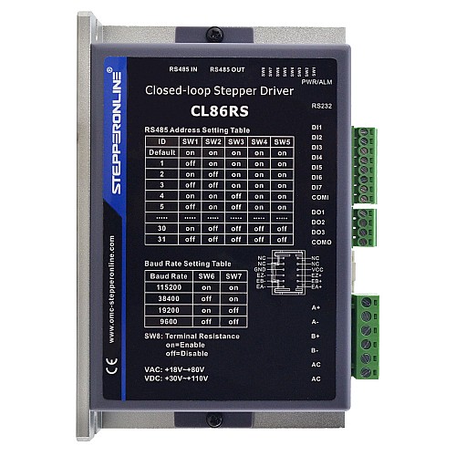 Sterownik silnika krokowego Modbus RS485 z zamkniętą pętlą 2.1-8.0A 30-110VDC lub 18-80VAC
