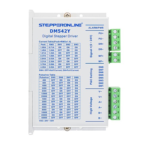 Cyfrowy sterownik krokowy serii Y 1.0-4.2A DC20V-50V dla silnika krokowego Nema 17, 23, 24