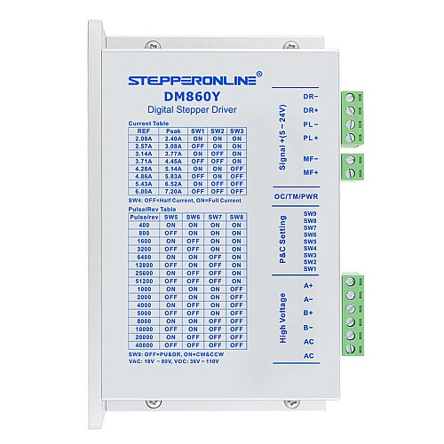Cyfrowy sterownik krokowy serii Y 2.4-7.2A AC18V-80V/DC 36V-110V dla silnika Nema 34