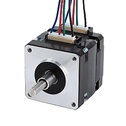 Zmontowany silnik Nema 16 z wałem drążonym i pełnym, bipolarny 1,8 stopnia 8Ncm(11,33oz.in) 0,3A 39x39x40mm 4 przewody
