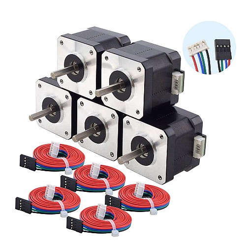 5 sztuk E Series Nema 17 Bipolar 42Ncm(59.49oz.in) 1.5A 42x42x38mm 4 przewody z 1m kablem i złączem 5 sztuk E Series Nema 17 Bipolar 42Ncm(59.49oz.in) 1.5A 42x42x38mm 4 przewody z 1m kablem i złączem