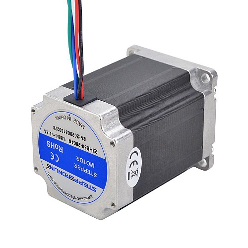 Seria E Nema 23 Dwubiegunowy 1,8deg 1,85Nm(261,98oz.in)2,8A 57x57x76mm 4 przewody