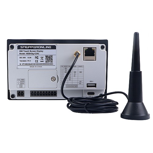 4,3 480x272px Port szeregowy RS-485 i USB 128MB/FLASH 128MB/pamięć Ekran dotykowy HMI Wyświetlacz LED z Modułem Wi-Fi - HI3043ig-C(W) | StepperOnline